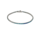Sterling Silver Blue Gradient Fine Tennis Bracelet